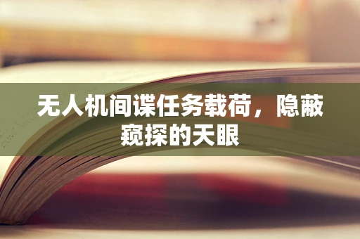 无人机间谍任务载荷，隐蔽窥探的天眼